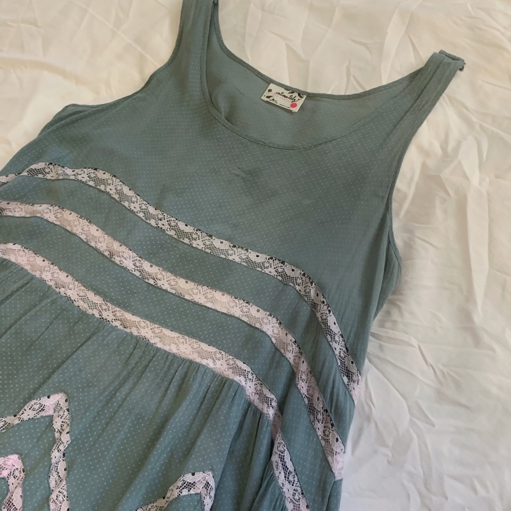 Free people hazy teal trapeze dress - Picture 4 of 5
